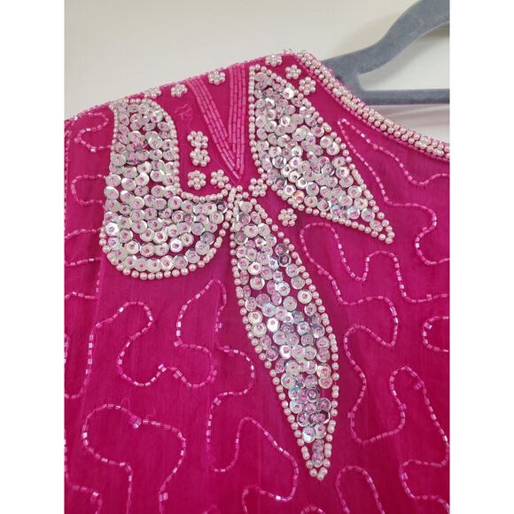 Vintage Mark & John II Silk Intricately Beaded Sequined Blouse India, Size XL - Picture 10 of 13